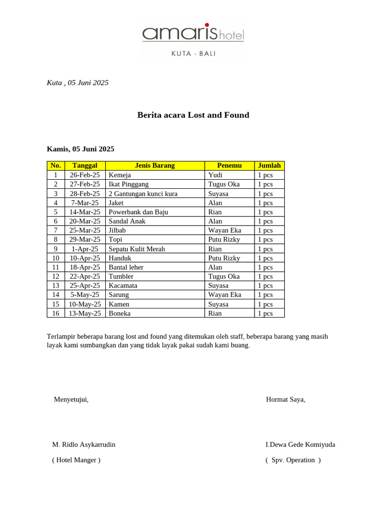 Kronologi Lost N Found | PDF