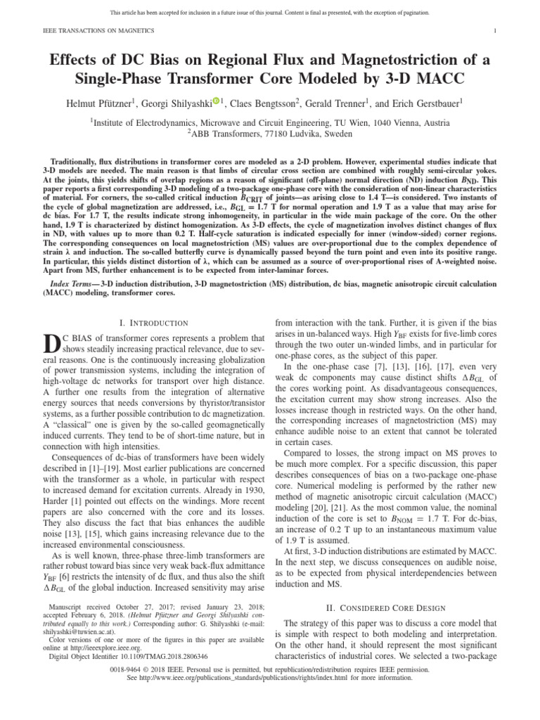 Effects of DC Bias On Regional Flux and Magnetostriction of A Single ...