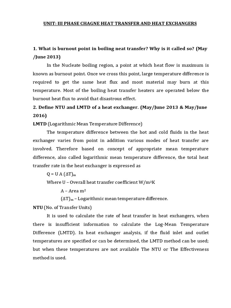 NTU and LMTD in Heat Exchangers Explained | PDF | Heat Transfer | Heat ...