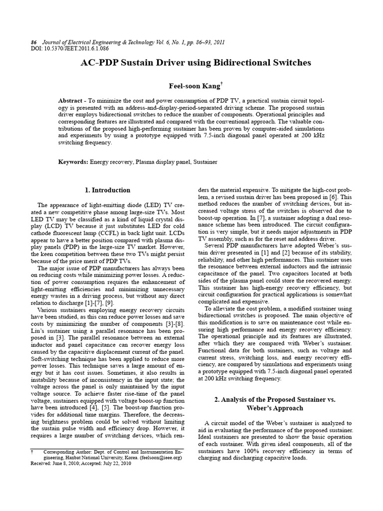 AC-PDP Sustain Driver Using Bidirectional Switches | PDF | Capacitor ...