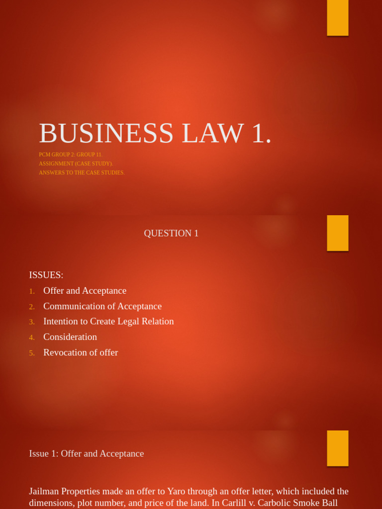 Business Law 1 Assignment 2 | PDF | Consideration | Offer And Acceptance