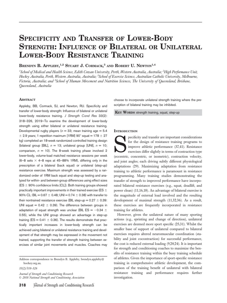 Specificity - and - Transfer - of - Lower - Body - Strength - .3 ...