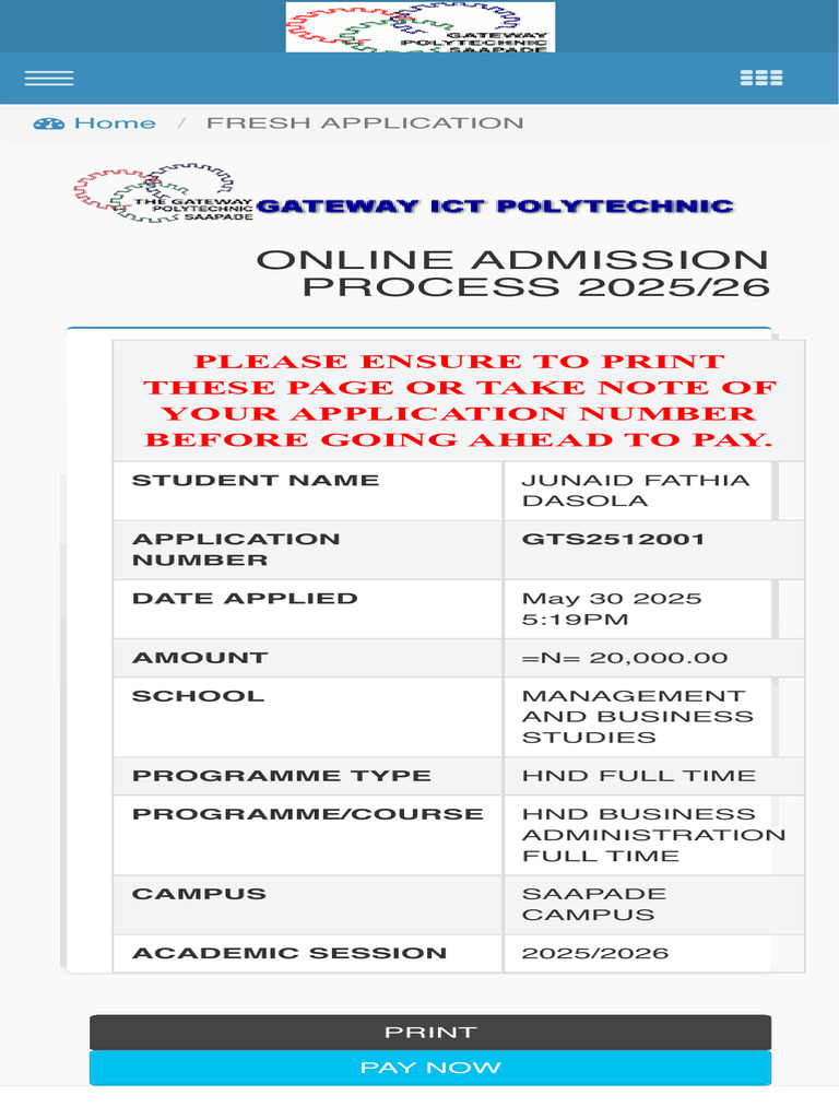 Gateway Polytechnic Admission 2025 | PDF