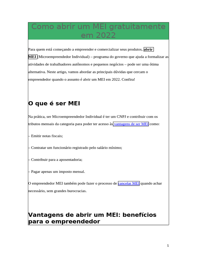 Como Cancelar o MEI Gratuitamente | PDF | Economias