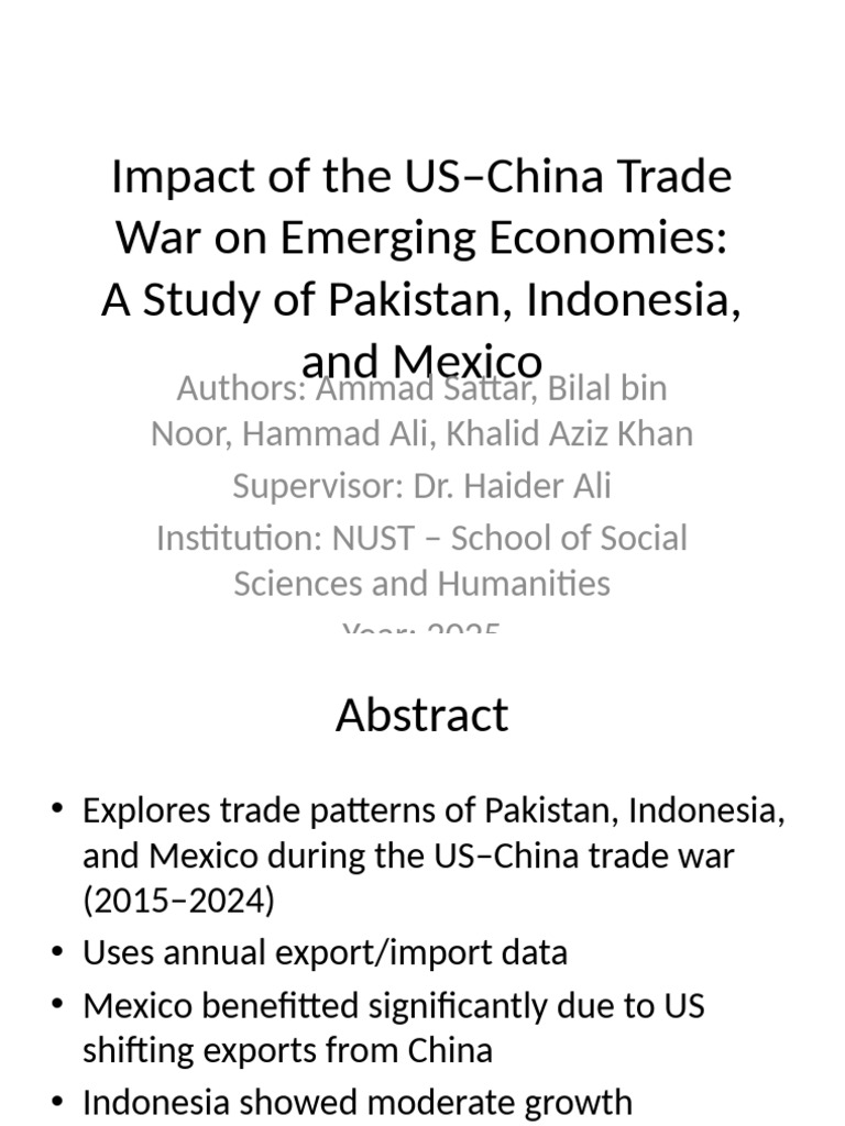 US-China Trade War's Impact on Emerging Economies | PDF