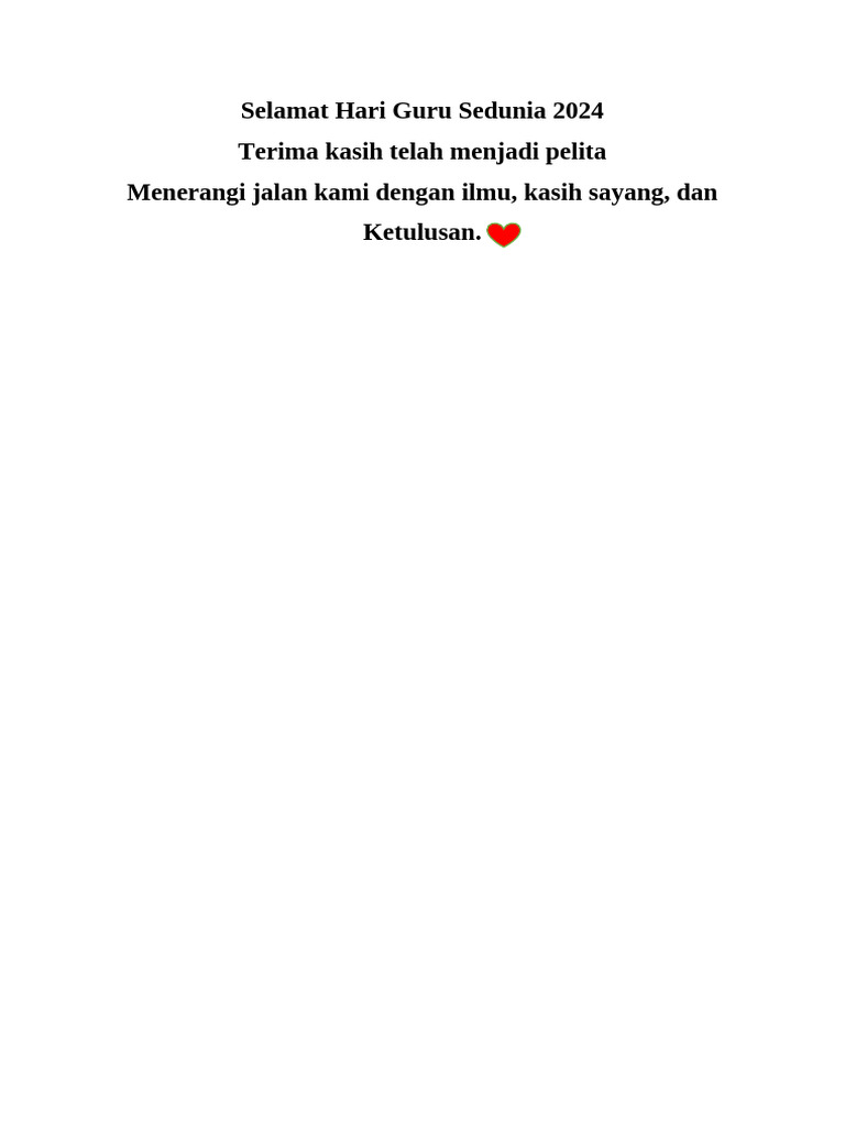 Selamat Hari Guru Sedunia 2024 | PDF