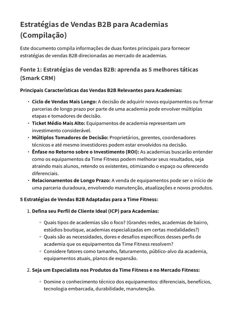 Estratégias de Vendas B2B para Academias (Compilação) | PDF | Marketing ...