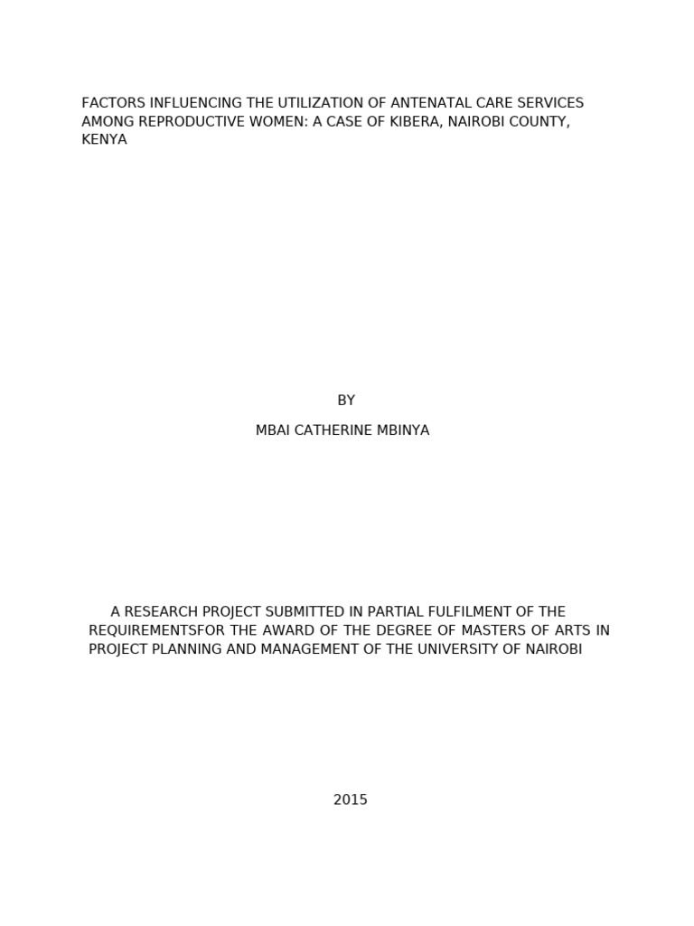 Antenatal Care Utilization in Kibera | PDF | Maternal Death | Maternal ...