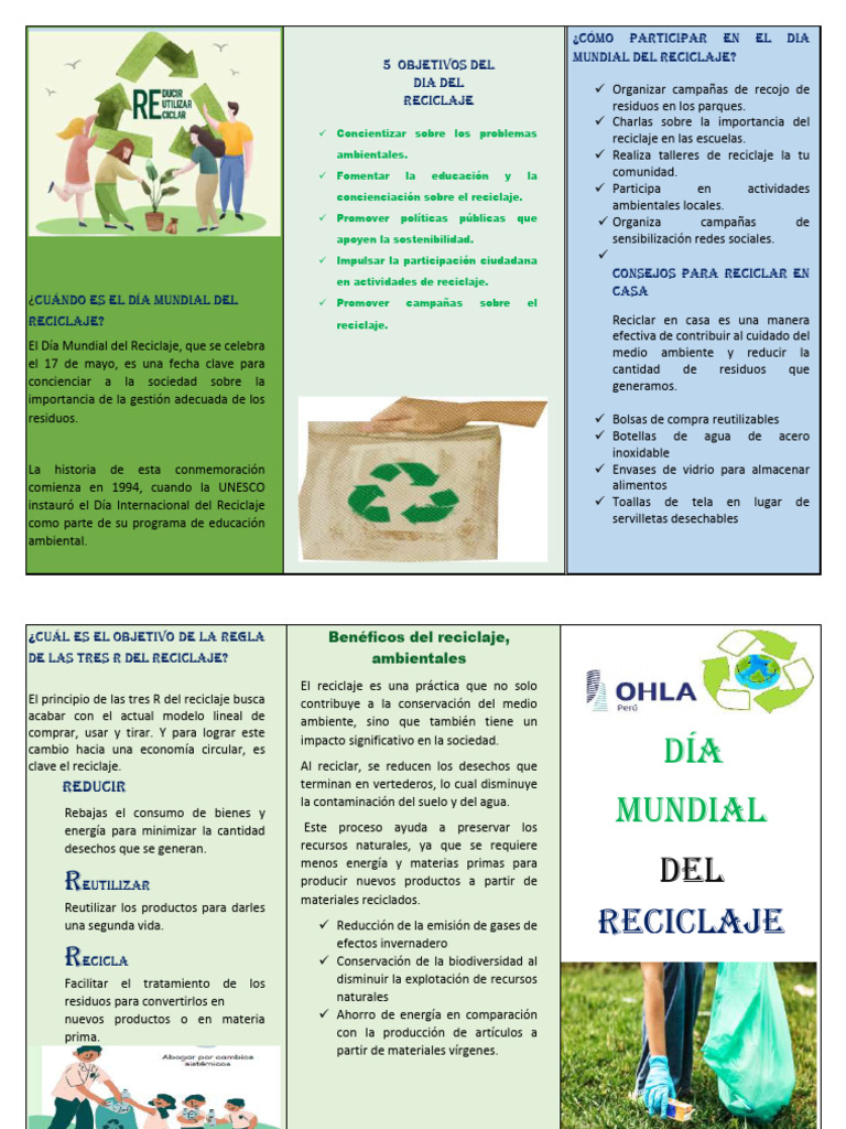 Tríptico sobre las Tres R del Reciclaje | PDF | Reciclaje | Residuos