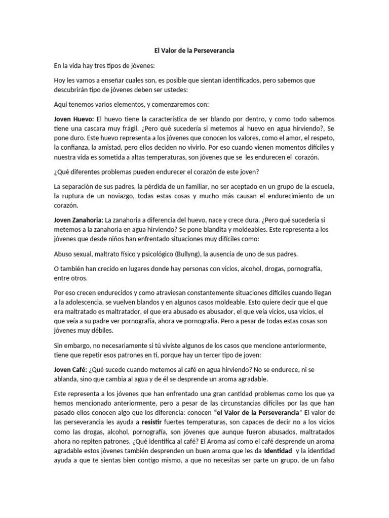 El Valor de La Perseverancia | PDF | Abuso infantil