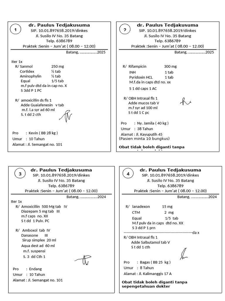 Contoh Resep Obat Racikan Dokter | PDF