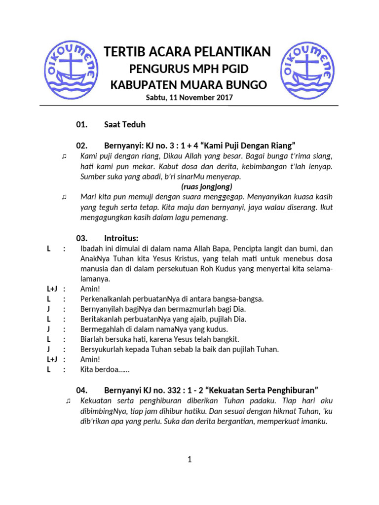 Pelantikan Pengurus PGI 2017 | PDF