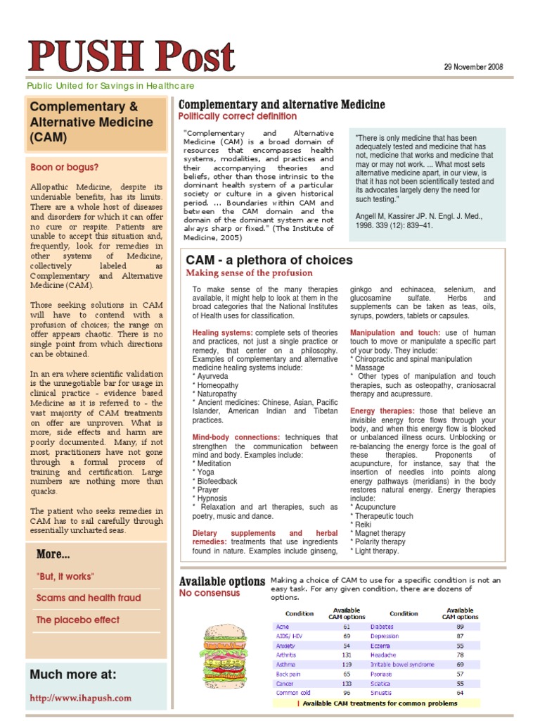 Complementary and Alternative Medicine - CAM | PDF | Alternative ...