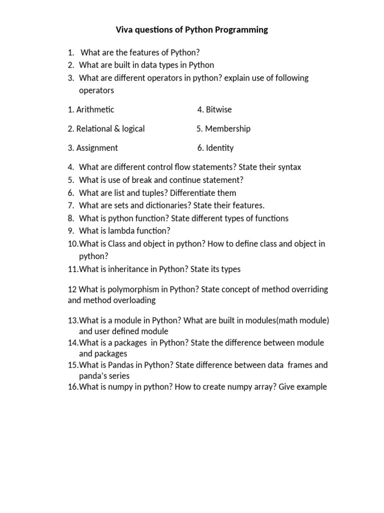 Viva Questions of Python | PDF