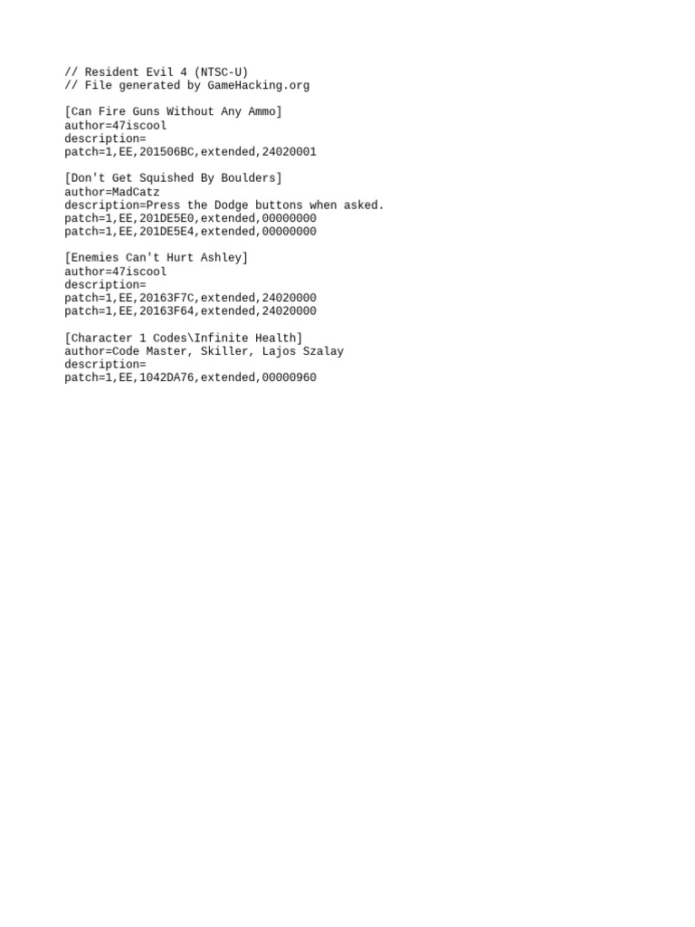 Resident Evil 4 Ntsc U Pnach Pdf