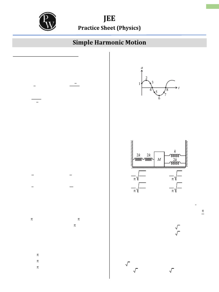 SHM Physics Practice Questions | PDF | Oscillation | Mechanics