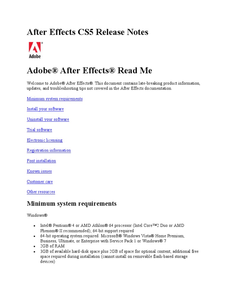 Léame de Adobe After Effects CS5 | PDF | Adobe Creative Suite ...
