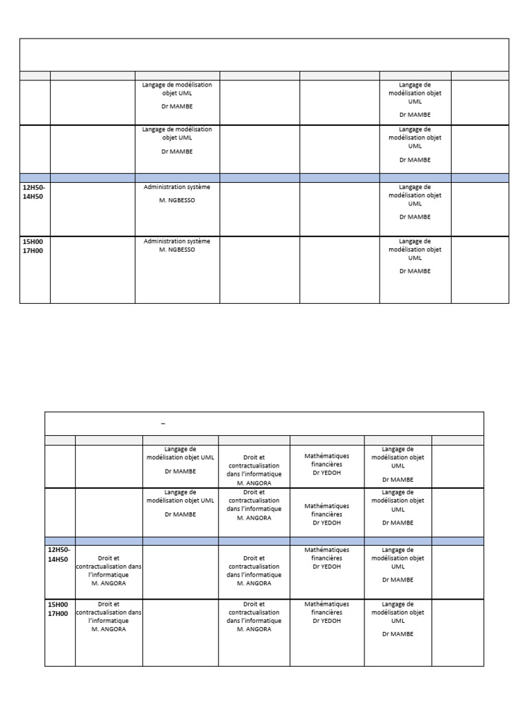 Emploi du temps Master 1 Informatique | PDF | Science | Programmation ...