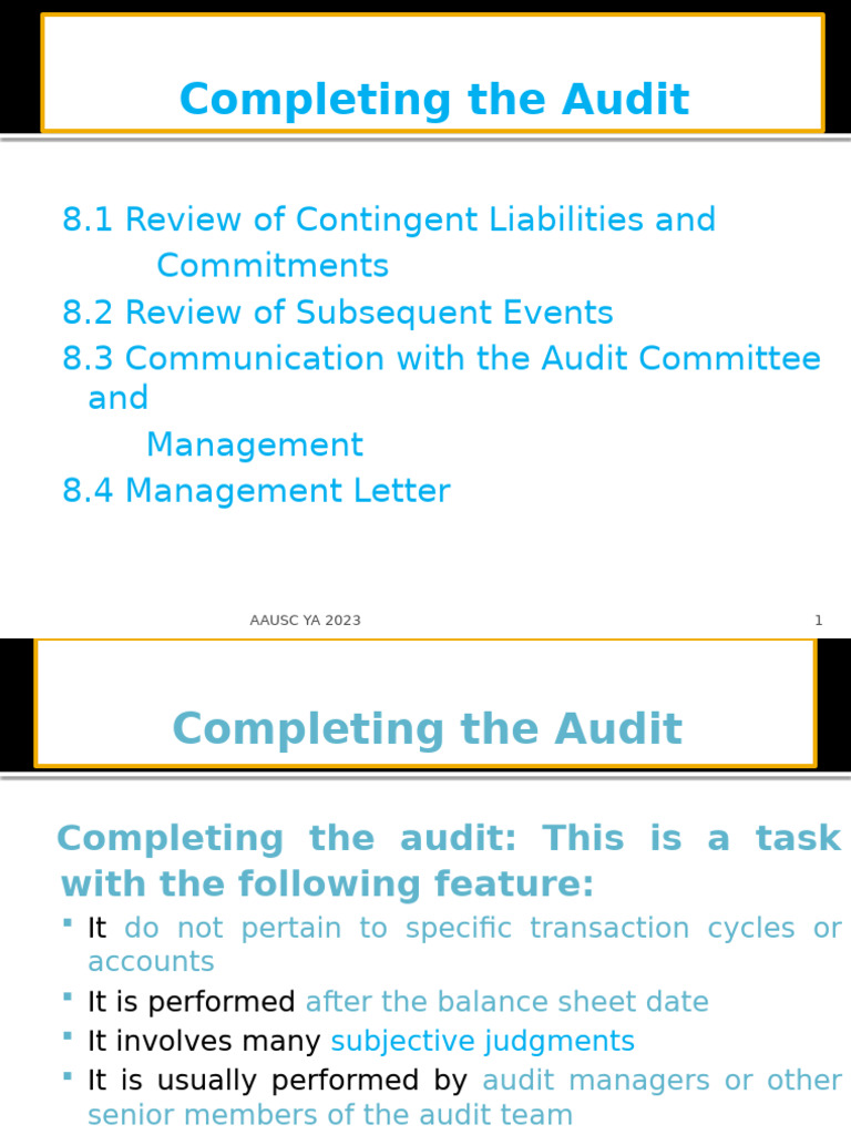 Completing the Audit: Key Procedures | PDF | Audit | Auditor's Report