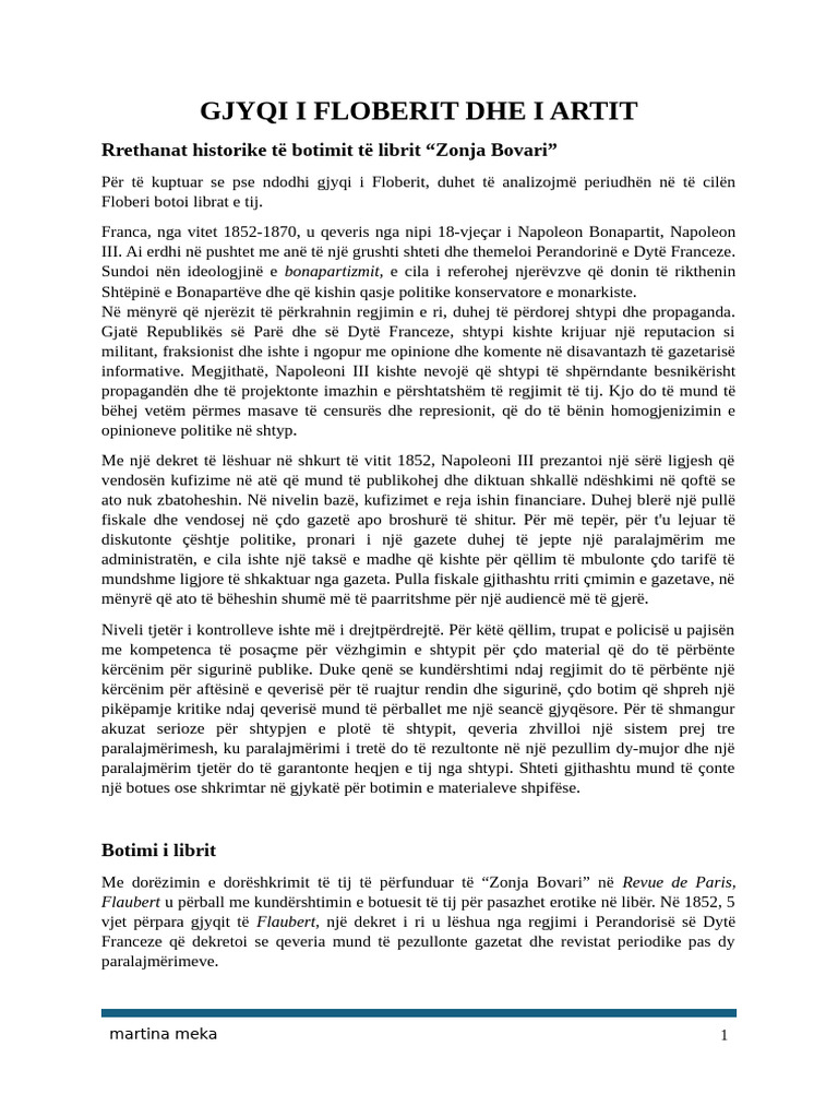 Gjyqi I Floberit Dhe I Artit | PDF