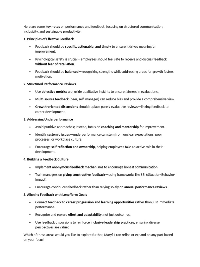 Effective Feedback and Performance Strategies | PDF
