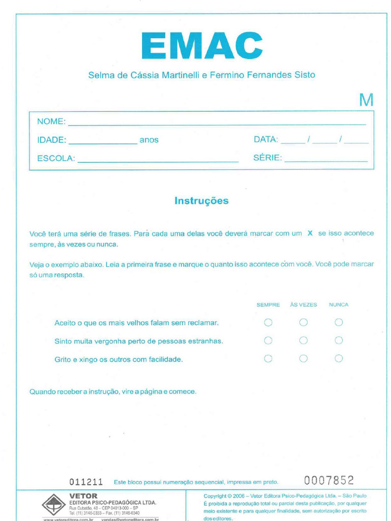 EMAC - Escala de Auto Percepção | PDF