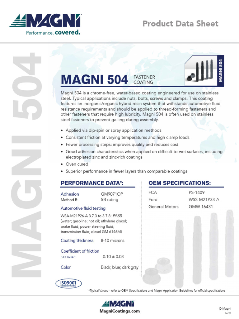 Magni 504 Fastener Coating Overview | PDF | Screw | Coating