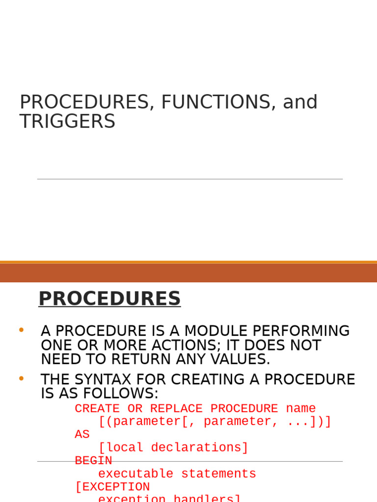 Procedures and Triggers in PL/SQL | PDF | Parameter (Computer ...