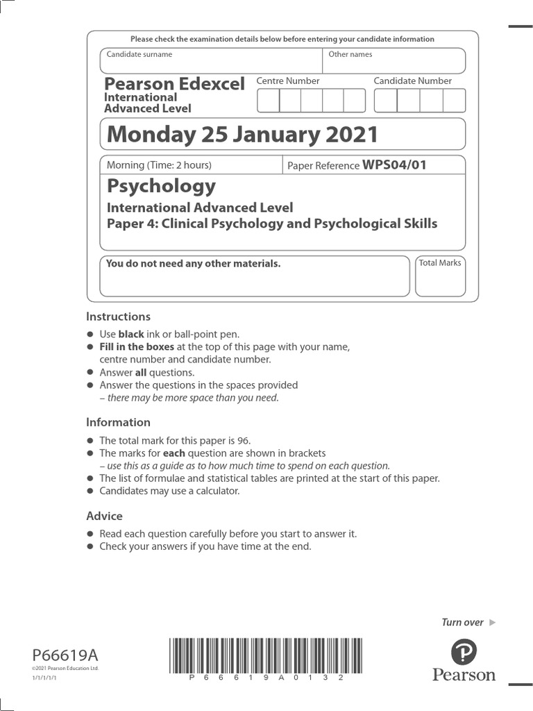 Clinical Psychology Exam Paper WPS04/01 | PDF | Medical Diagnosis ...