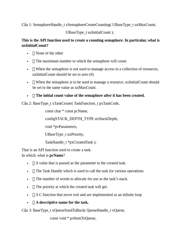 FreeRTOS API Function Explanations | PDF | Pointer (Computer ...