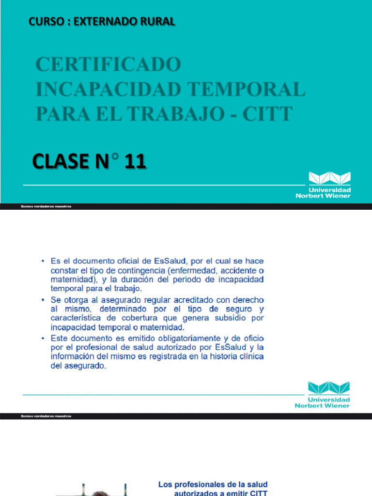 Certificado de Incapacidad Temporal CITT | PDF