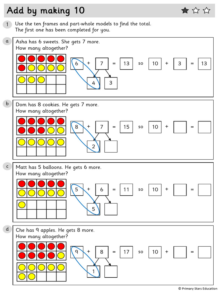 Adding by Making 10: Math Exercises | PDF