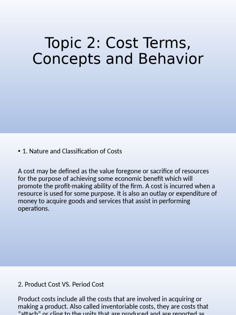 Understanding Cost Classifications and Behavior | PDF | Inventory ...