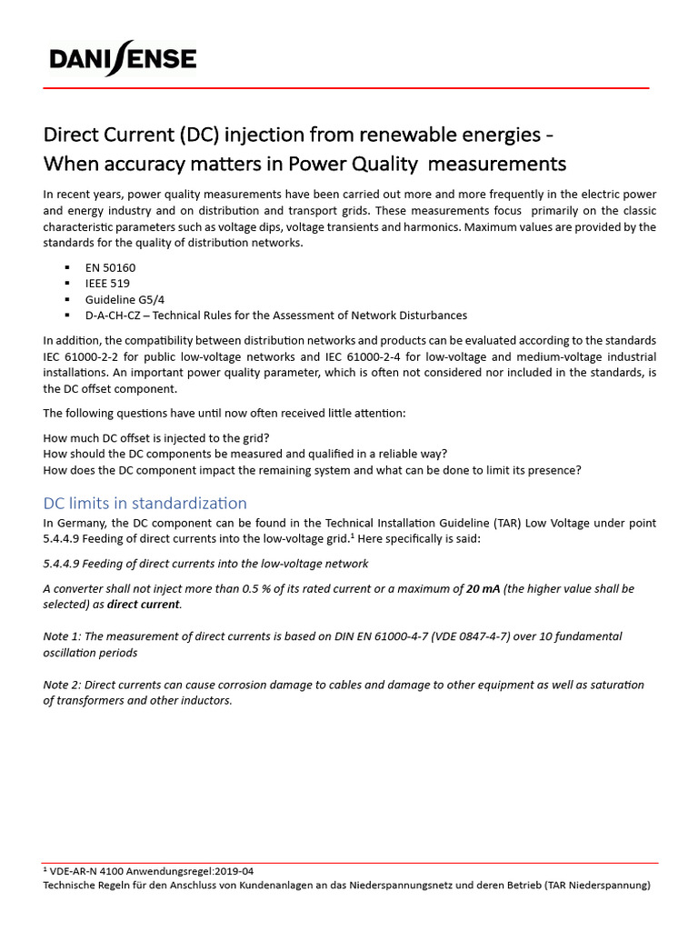 Measuring DC Injection in Power Quality | PDF | Direct Current ...