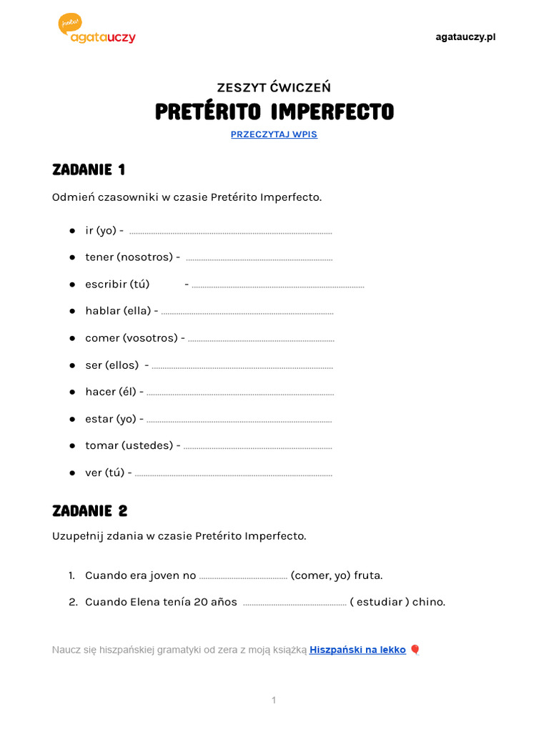 Ejercicios de Pretérito Imperfecto | PDF