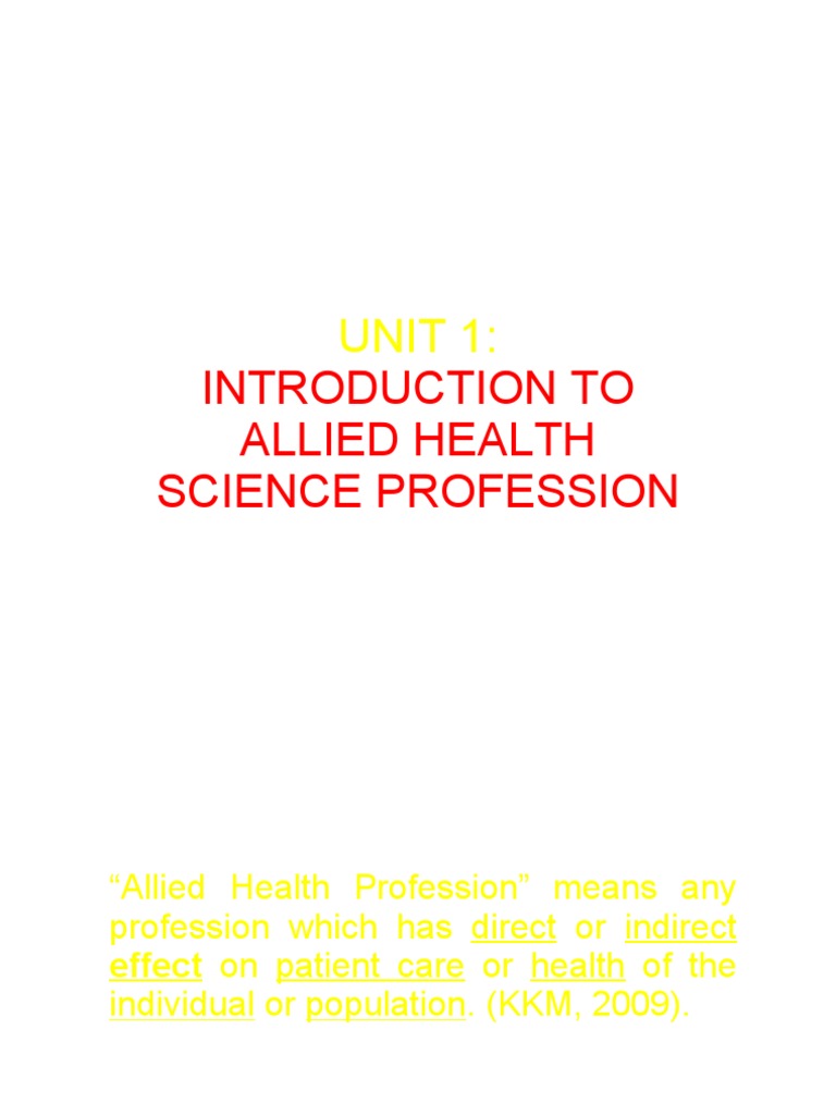 Unit 1 Introduction To Allied Health Profession PDF Medical Imaging