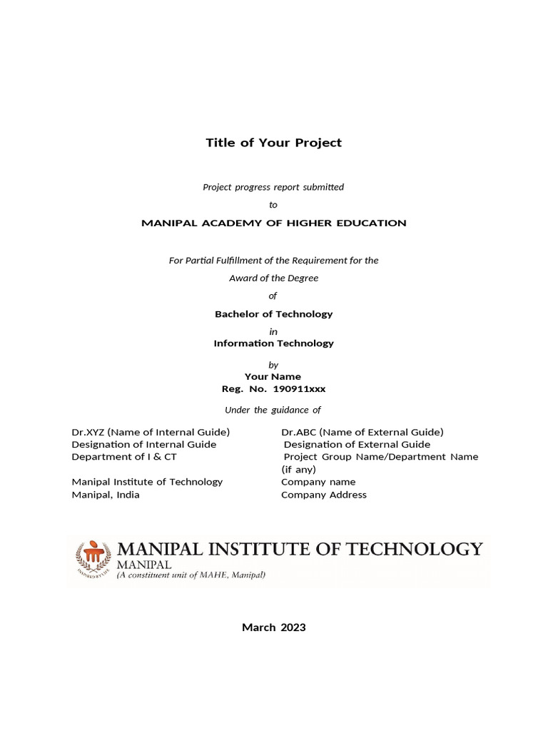 Project Progress Report: B.Tech IT | PDF