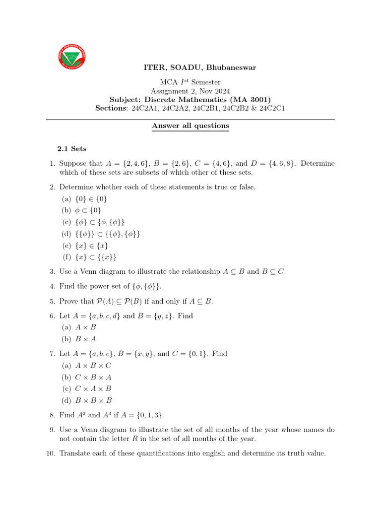 Assignment 2 MCA DM | PDF | Subset | Logic