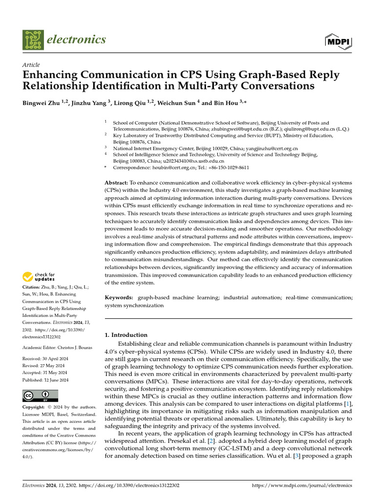 Enhancing Communication in CPS Using GraphBased Reply Relationship ...