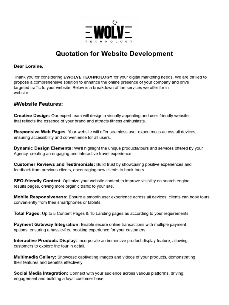 Website Development Quotation Proposal | PDF | Websites | Digital Marketing