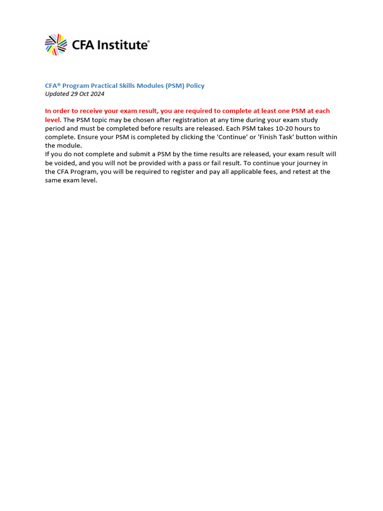 CFA Practical Skills Module Policy | PDF