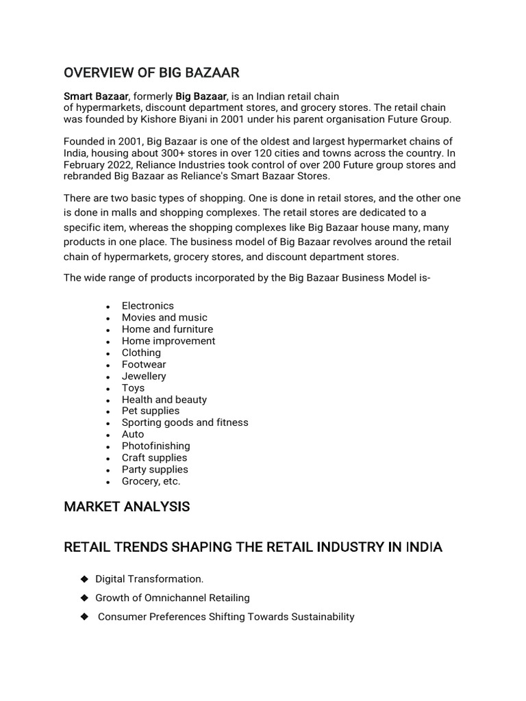 Big Bazaar: Business Model Overview | PDF | Retail | Business