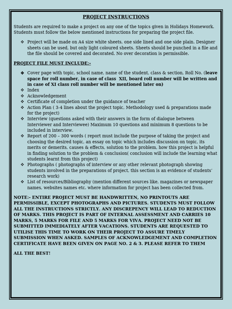 Project Instructions Xi & Xii | PDF | Interview