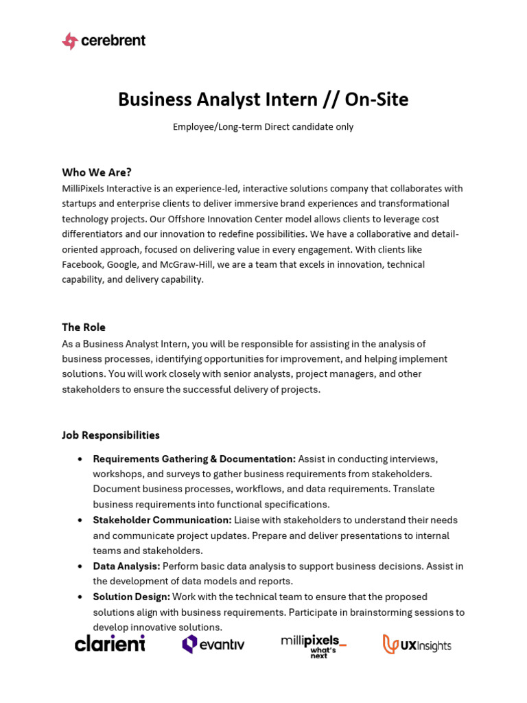 Business Analyst Intern | PDF | Business Process | Business Analysis