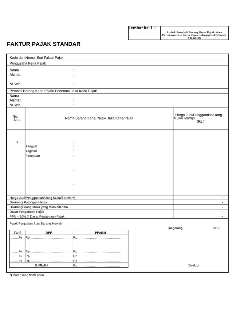 Format Faktur Pajak Standar | PDF