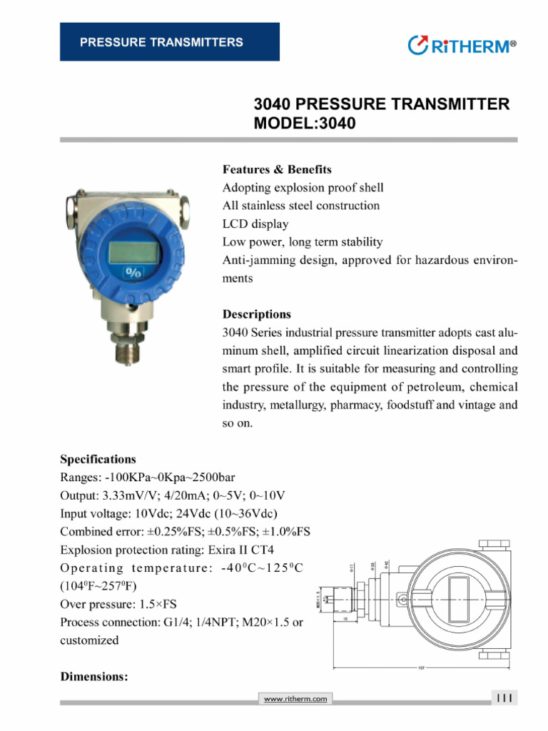 Transmisor 3040 Ritherm | PDF
