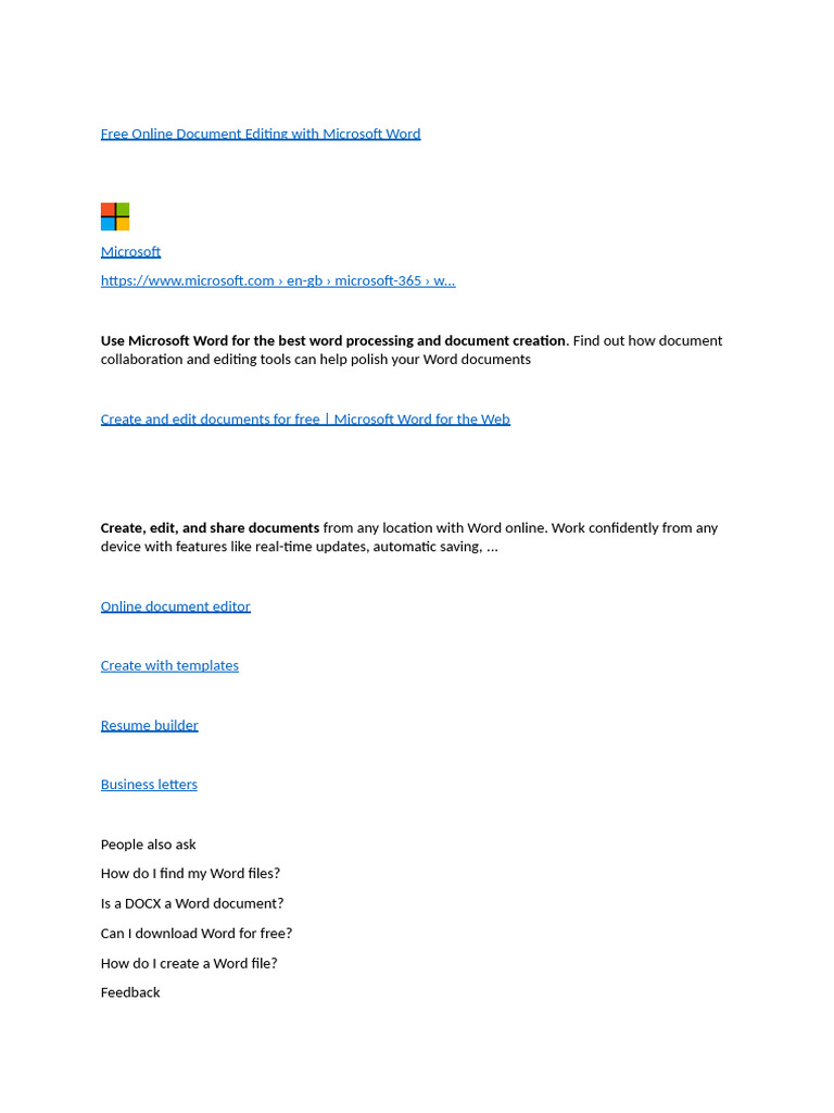 Free Online Editing with Microsoft Word | PDF | Microsoft Word ...