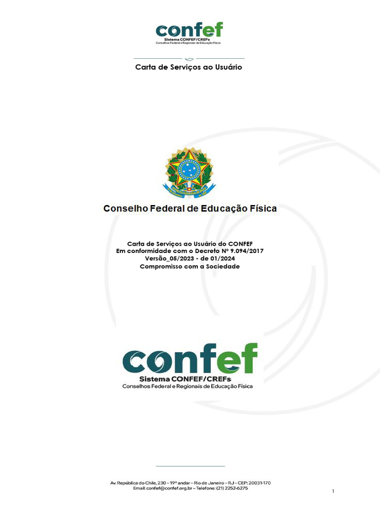 Carta de Serviços do CONFEF 2023 | PDF | Administração pública ...