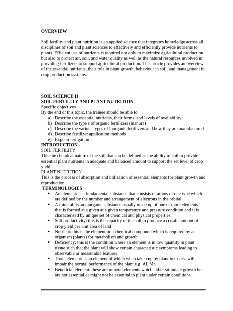 Soil Fertility and Plant Nutrition Guide | PDF | Soil | Plant Nutrition