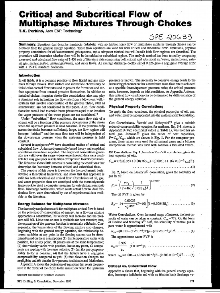 Isentropic Flow Equations for Chokes | PDF | Gases | Physics